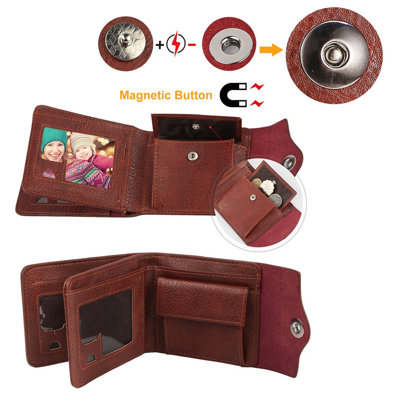 1Pc Men's Wallet PU Leather Purse Slim Card Holder Case With 2 ID Window Coin Pocket