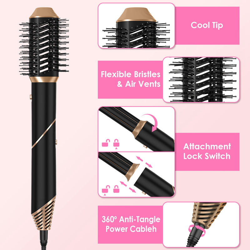 Hot Air Brush – 5-in-1 Kit for Straightening, Curling, and Drying Hair