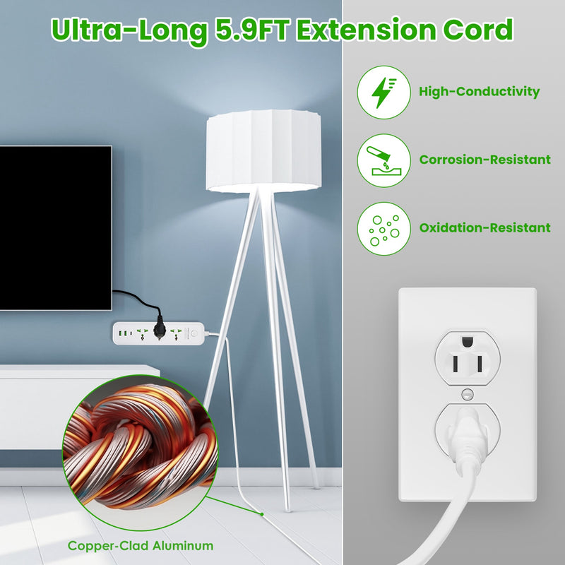 2500W Power Strip – With 6FT Cord and USB-A/USB-C Ports