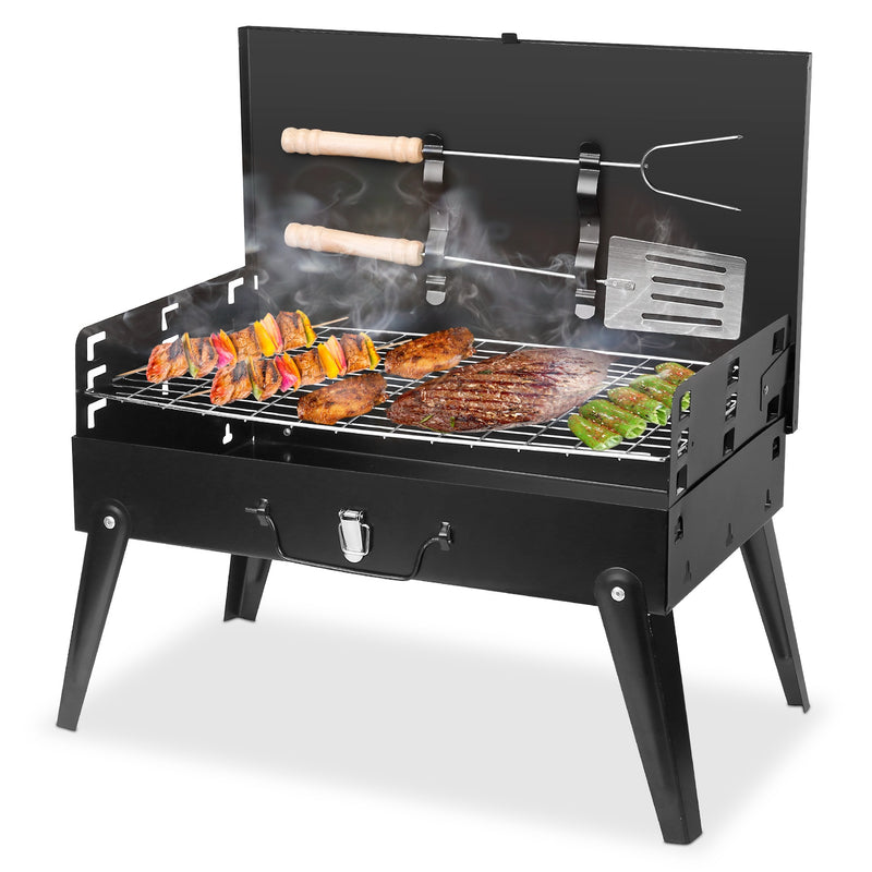 Foldable Charcoal Barbecue with Shelf – Portable Travel Grill