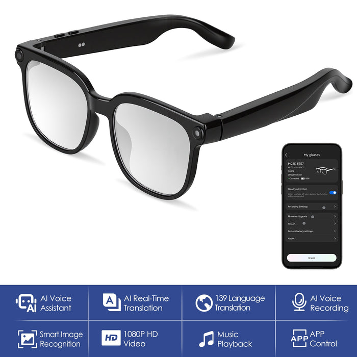 AI Smart Glasses – 1080P Camera, Translation, and Voice Assistant