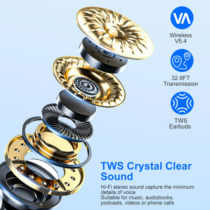 Open Ear Wireless Headphones with Charging Case and LED Display