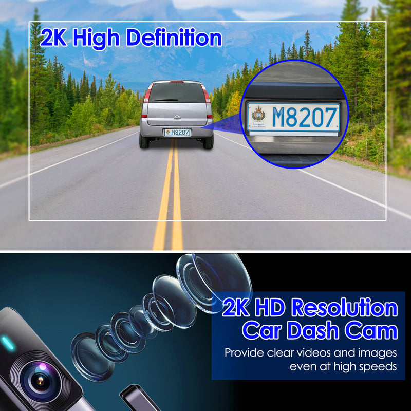 Front Car Camera – 2K HD with IPS Screen, Loop Recording, and 32GB Card