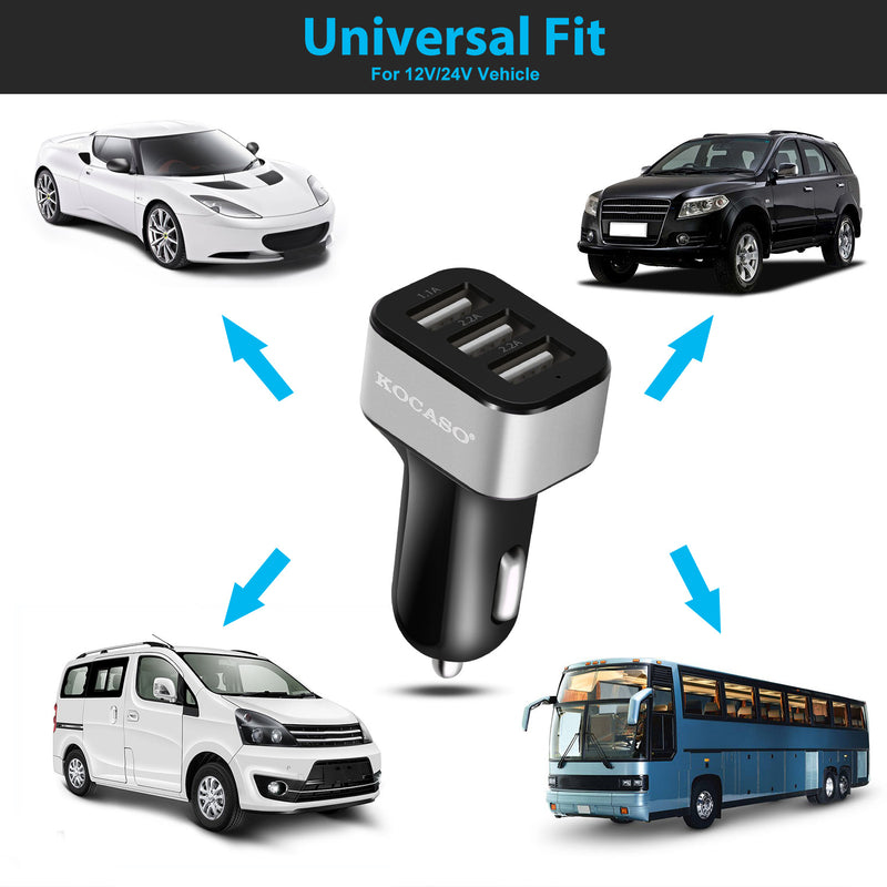 Car Charger 3 Ports – Compact, 30W for Phones and Tablets