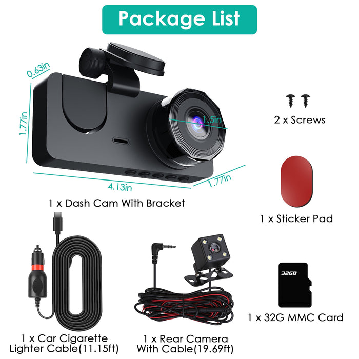 Dashcam – Triple Camera with G-Sensor and Automatic Parking Monitor
