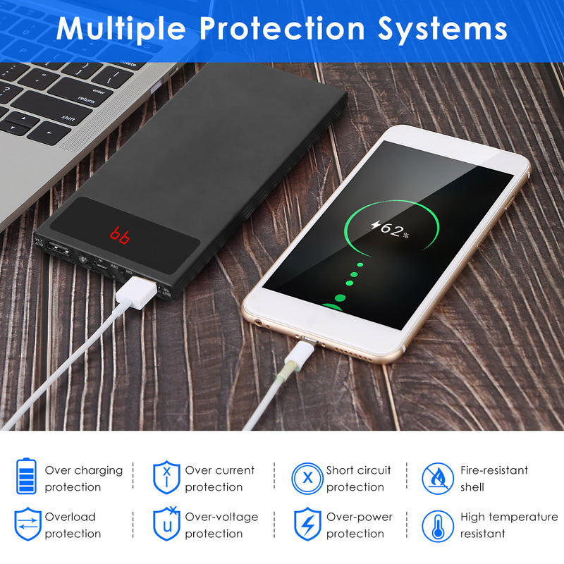 Dual USB Power Bank – 20000 mAh Ultra-Slim with Remaining Power Display