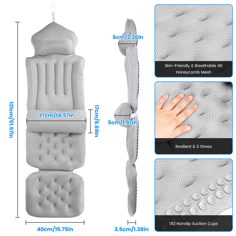 Full Body Bath Pillow – 4D Cushion with Lumbar Support