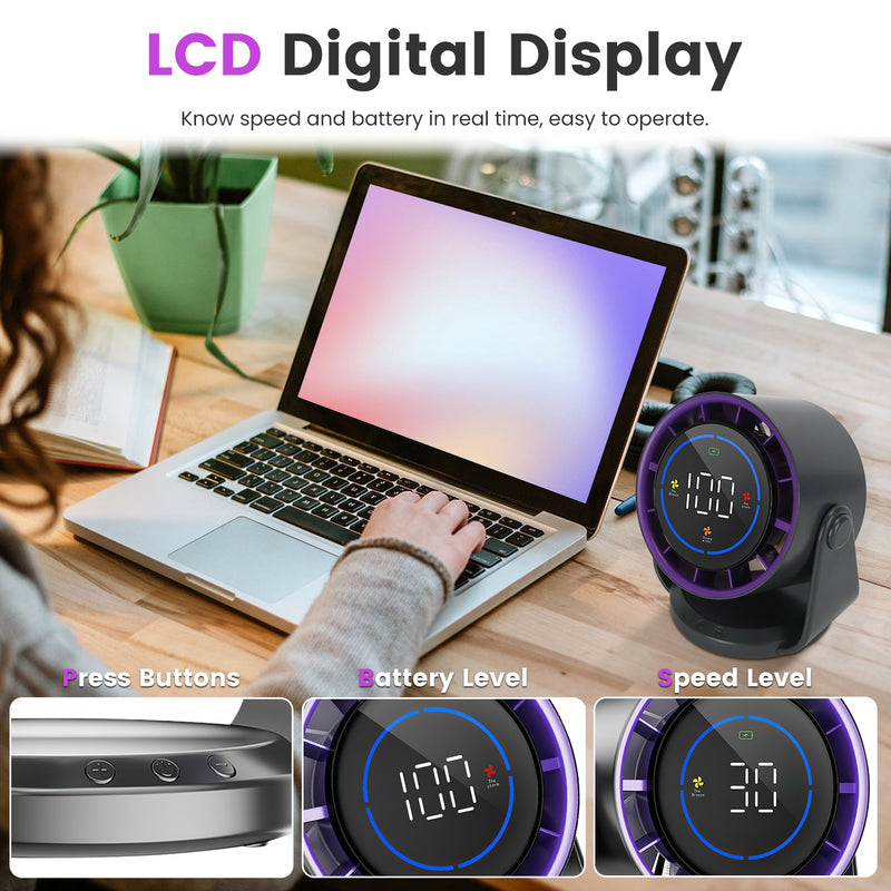 Portable Desk Fan – Rechargeable with Tilt Angle for Home and Office