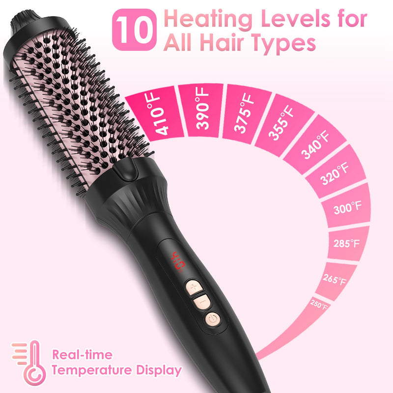 3-in-1 Thermal Brush - Straightener, Curler, and Comb with 10 Temperature Settings