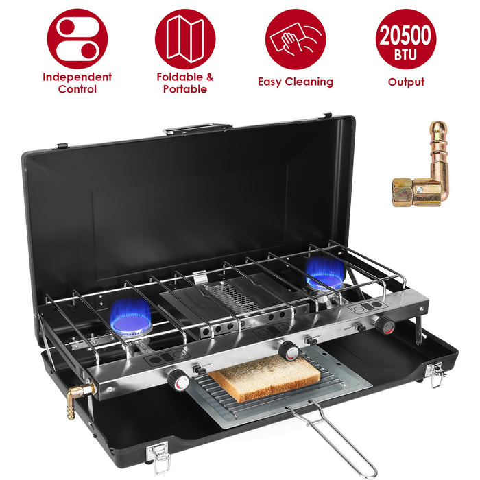Portable Camping Stove 3 Burners – 20500 BTU Foldable