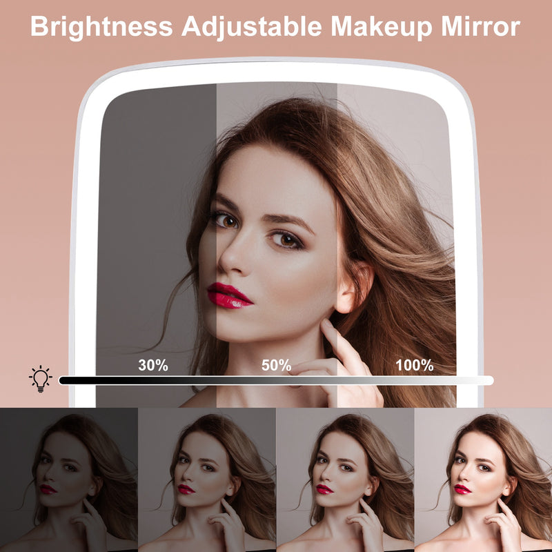 Compact Makeup Mirror – LED with Brightness Adjustment and 3 Lighting Modes
