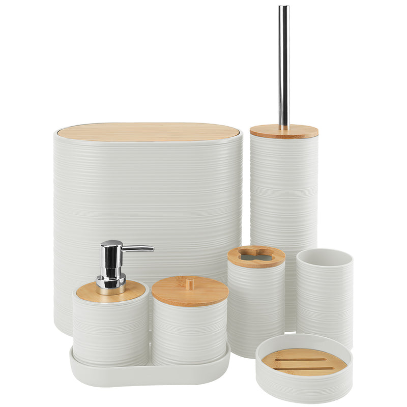 8-Piece Bathroom Accessory Set – ABS with Bamboo Lid
