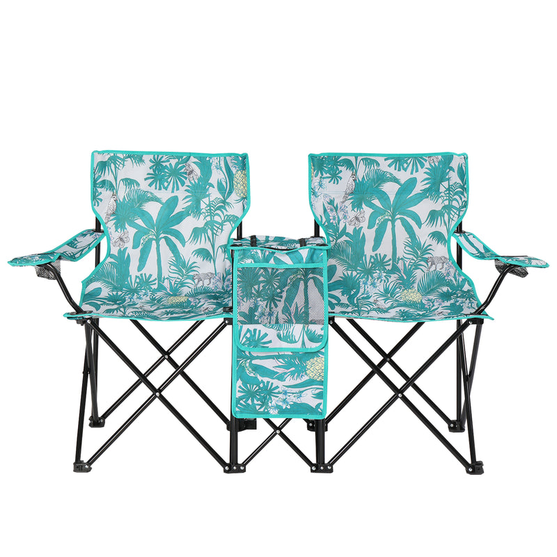 Double Folding Chair with Umbrella – Portable for Outdoor Use