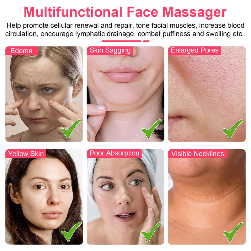 1Pc Microcurrent Face Massager Rechargeable Face and Neck Roller Intelligent Facial Massager with 5 Modes for Skin Tightening, Lifting, and Wrinkle Reduction