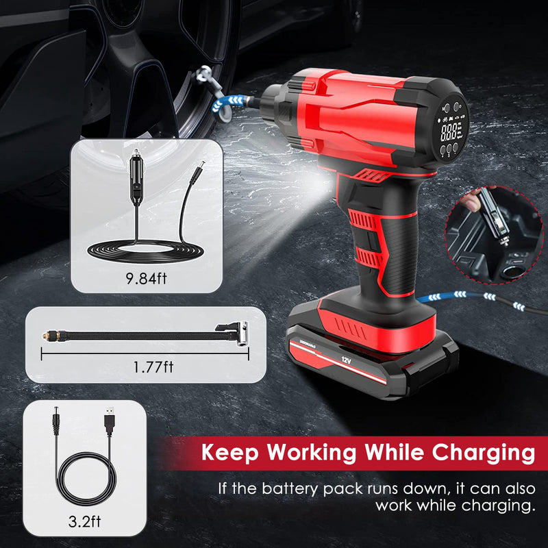 Portable Air Compressor – 150 PSI Cordless Tire Inflator for Car, Motorcycle, and Bicycle