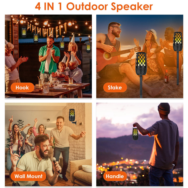 Outdoor Speaker with Flame Light – Bluetooth 5.3, IPX5