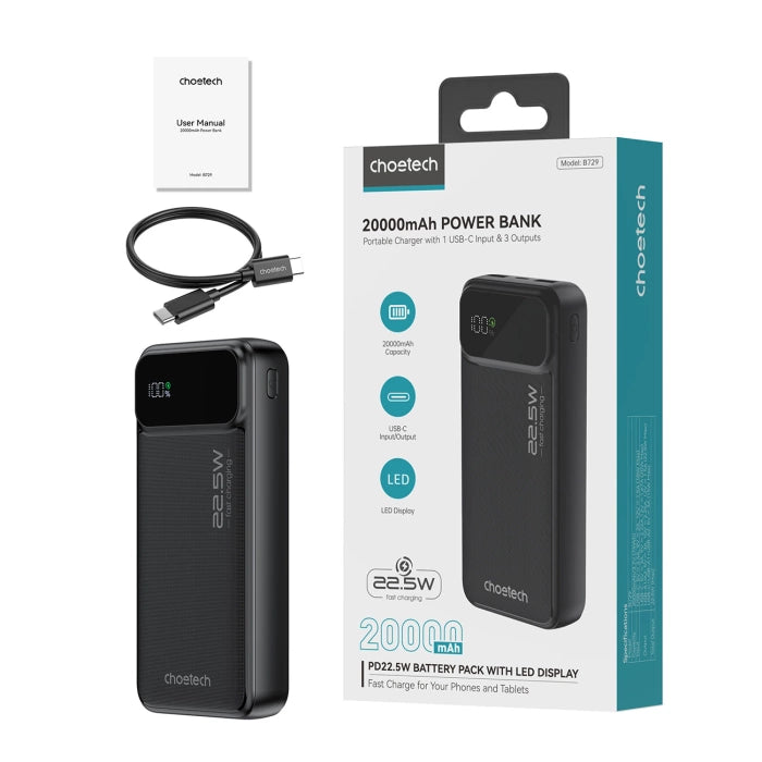 Batería Portátil 20000 mAh 22.5 Watts Choetech B729