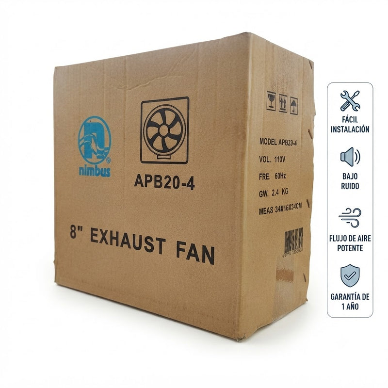 Extractor Nimbus Axial de Pared 8" con Persiana – Modelo APB20-4