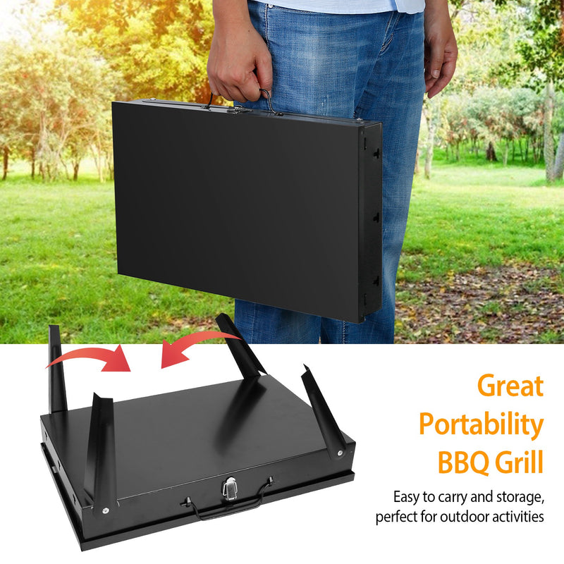 Foldable Charcoal Barbecue with Shelf – Portable Travel Grill