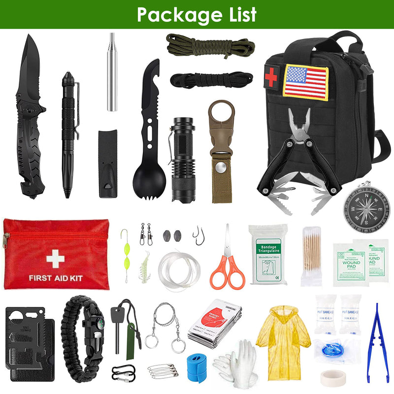Portable Survival Kit – 47 Pieces for Hiking, Hunting, Camping, and Disasters