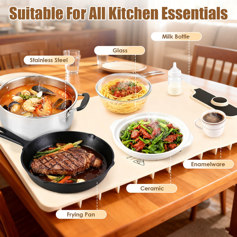 Electric Food Warmer Mat – Silicone 300W with 14 Levels and Timer