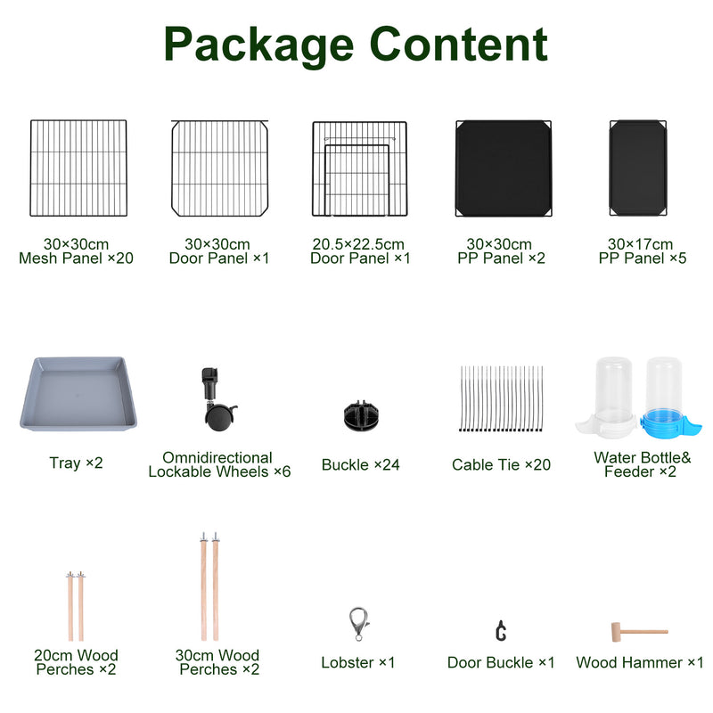 Large Bird Cage – With Wheels, Perches, and Accessories