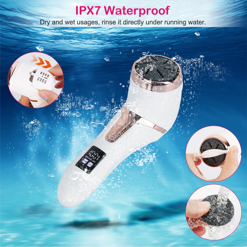 Electric Foot File - Pedicure with Vacuum and 3 Replacement Heads