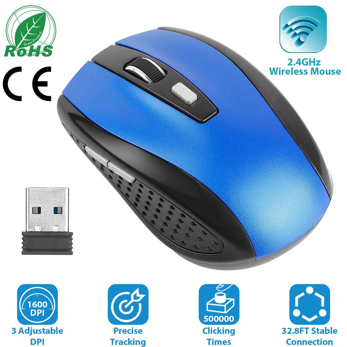 Wireless Optical Mouse - 6 Programmable Buttons for Computer and MacBook