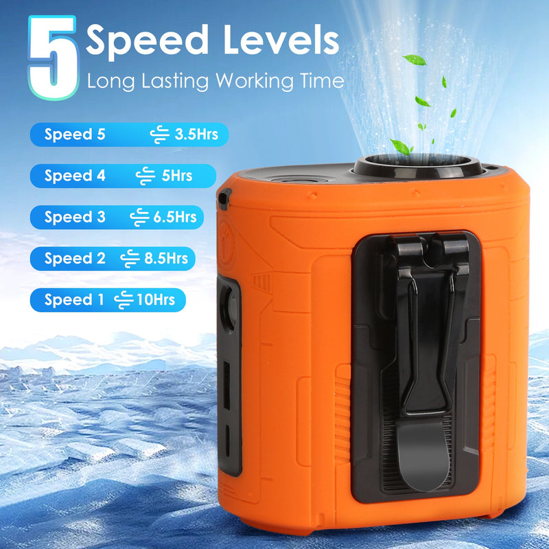 Wireless Waist Fan - 5-in-1 with Flashlight and 1000mAh Battery