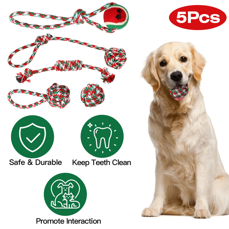 Christmas Puppy Chew Toys - 5 Pieces