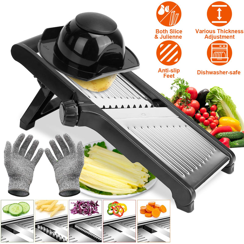 Kitchen Slicer and Grater – Multifunctional Mandoline with Peeler and Food Holder