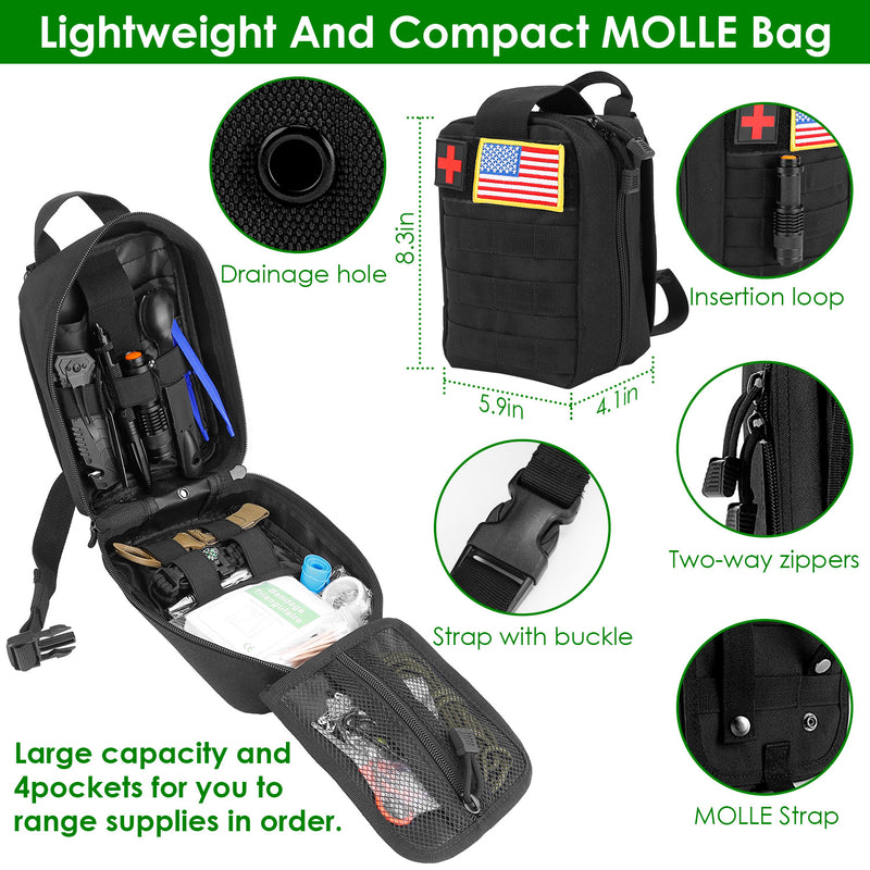 Portable Survival Kit – 47 Pieces for Hiking, Hunting, Camping, and Disasters