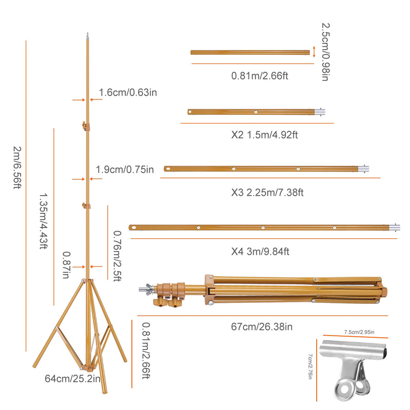Adjustable Photo Backdrop Stand – 5 to 10 Feet with Bag