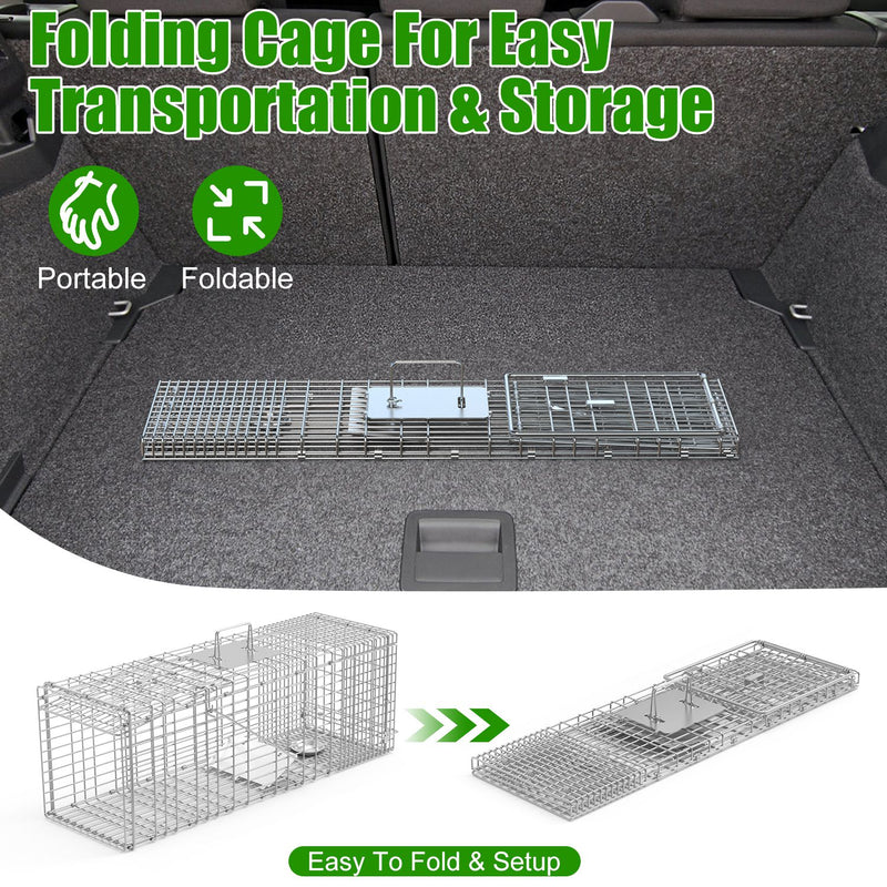 Galvanized Bamboo Humane Trap Cage – Extendable and Foldable