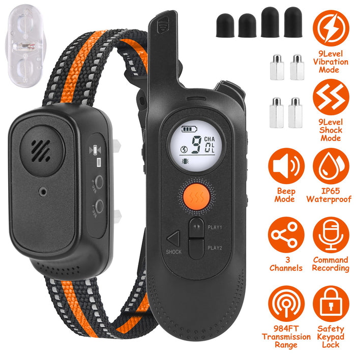 Dog Training Collar – 3 Modes, 9 Levels, Recording, and 300m Range