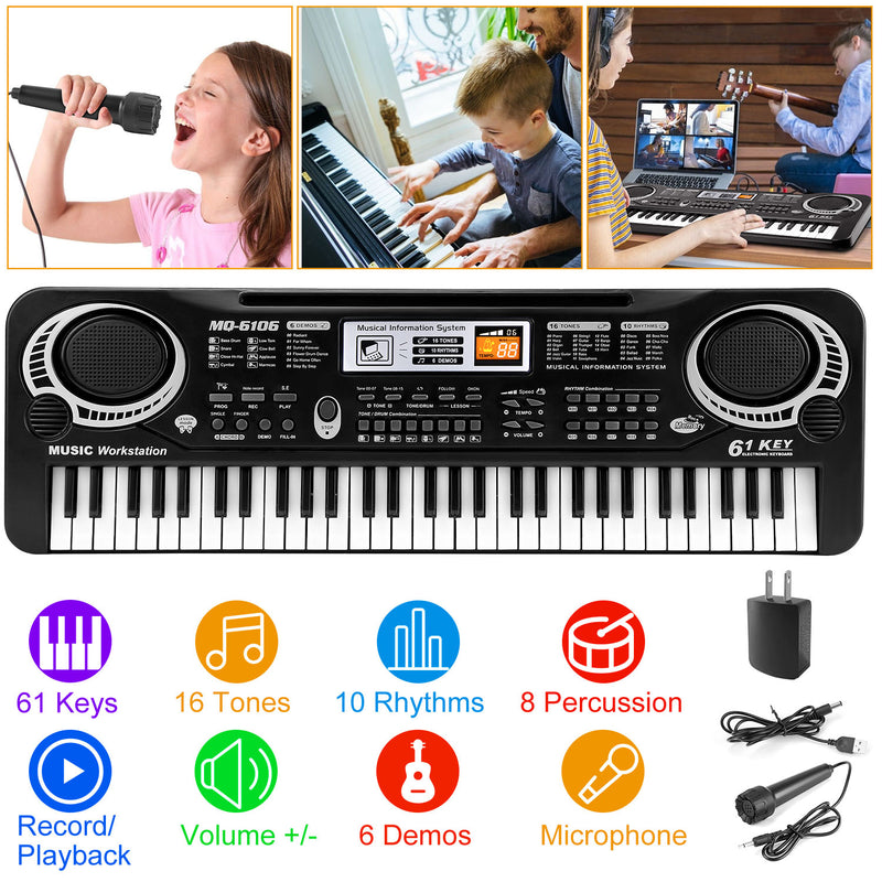 Digital Music Keyboard – 61 Keys for Children's Learning and Beginner Adults