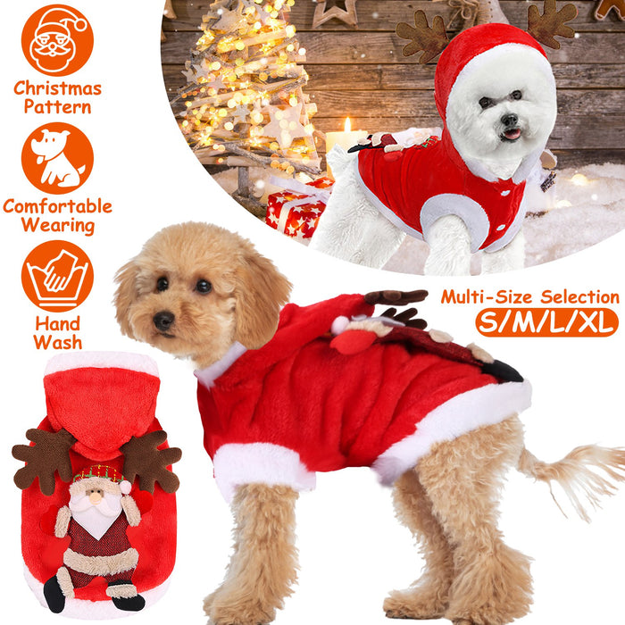 Christmas Pet Coat with Reindeer Antlers