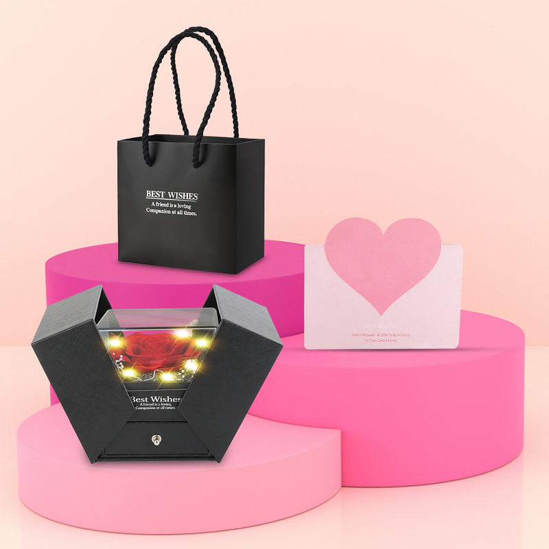 Preserved Real Rose – Gift Box with Heart Necklace