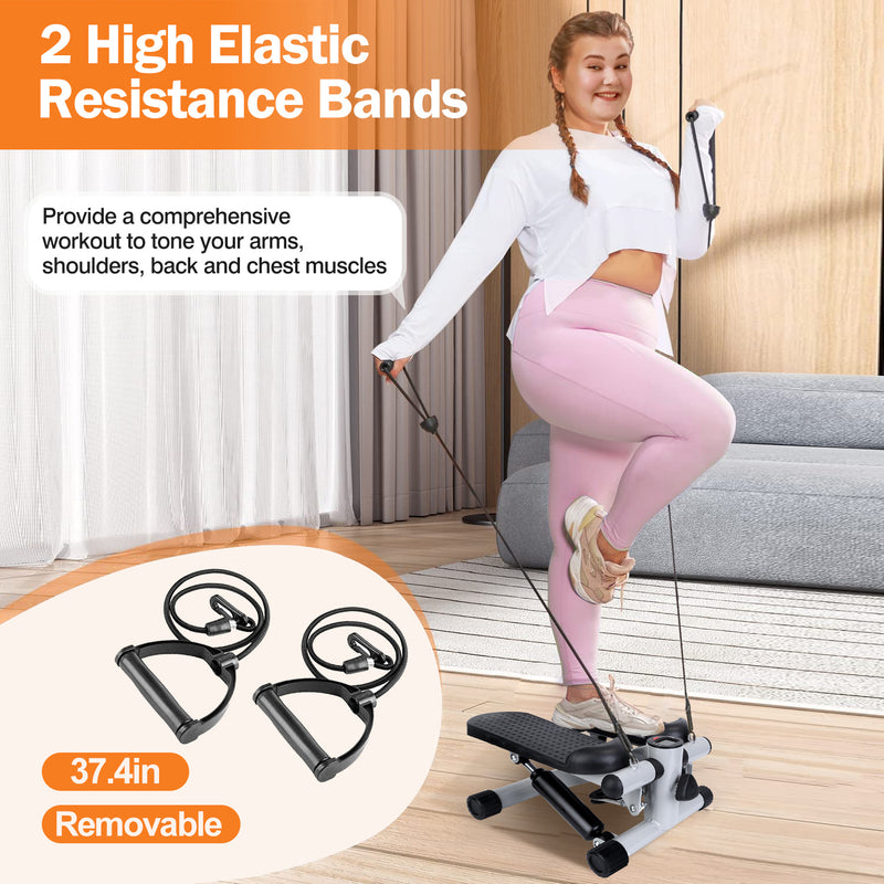 Compact Fitness Stepper – Step Machine with Bands and LCD Display