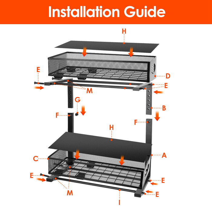 2-Tier Cabinet Organizer – With Adjustable Mesh Baskets and Easy Access