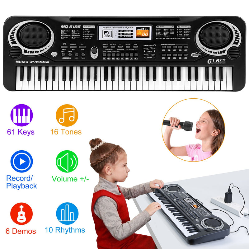 Digital Music Keyboard – 61 Keys for Children's Learning and Beginner Adults