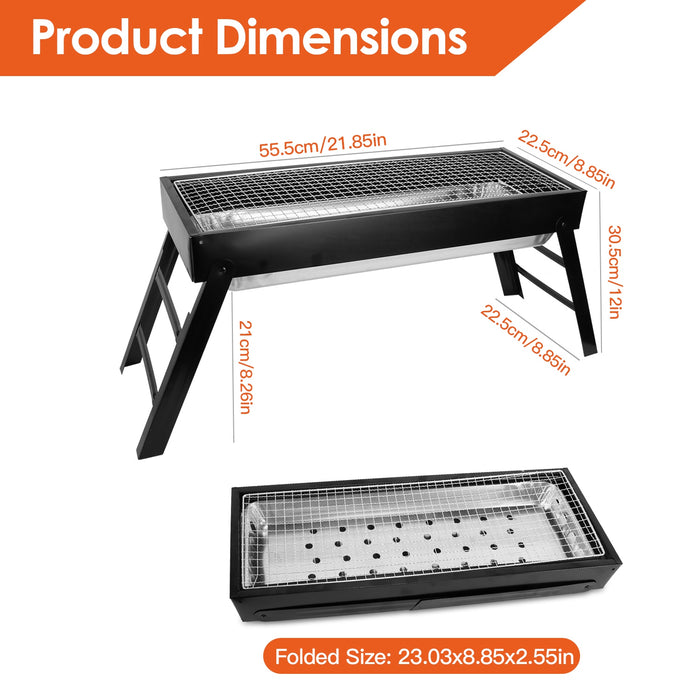 Portable Folding Charcoal Grill – Iron and Stainless Steel