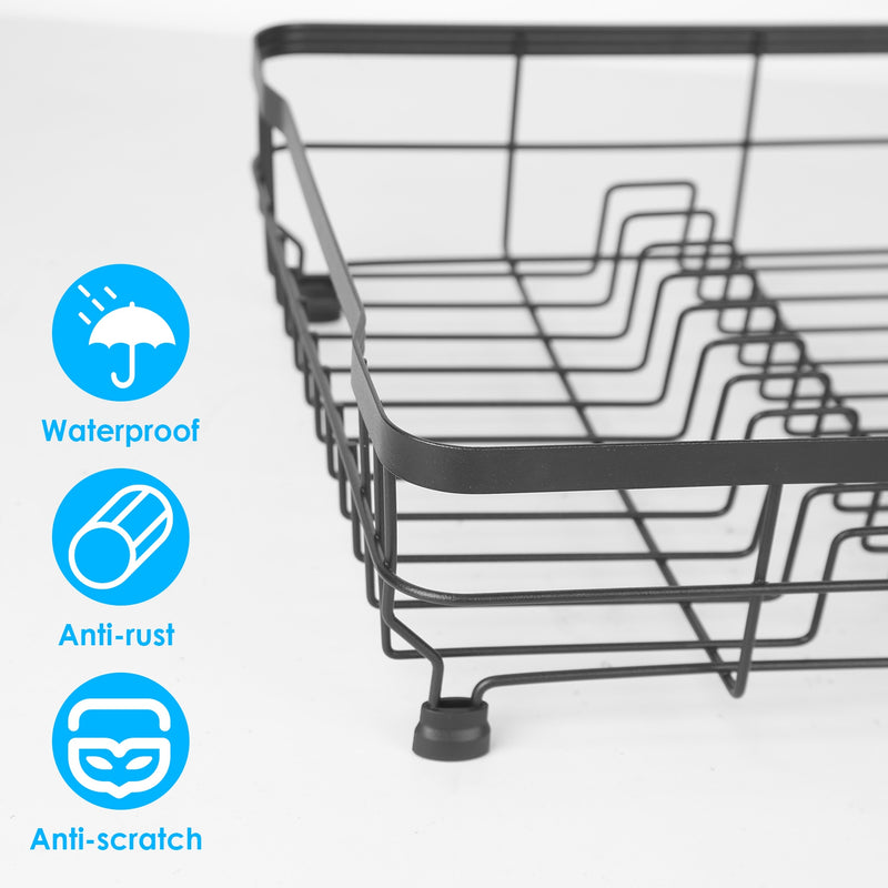 Multifunctional Dish Drying Rack – With 360° Rotating Drain Spout, Cutlery Holder, and Cup Holder