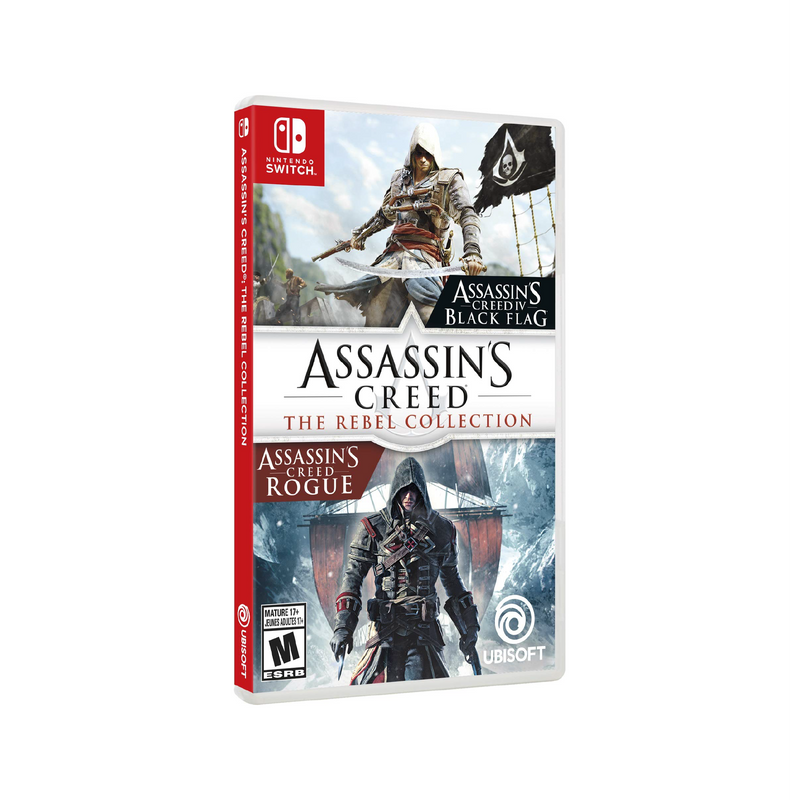Videojuego Assassin's Creed The Rebel Collection para Nintendo Switch, caja con arte y logotipo del juego.