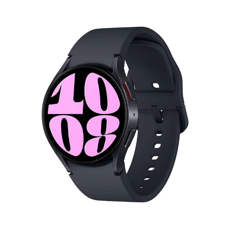 Reloj inteligente Samsung Galaxy Watch6 Classic de 43MM con esfera redonda y pantalla circular, mostrando la interfaz en la pantalla.