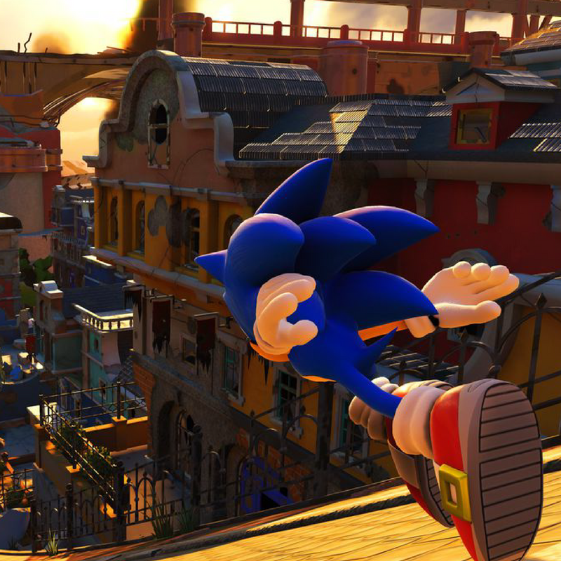 Videojuego Sonic Forces para Nintendo Switch, caja con arte del personaje Sonic en la portada, en excelente estado.