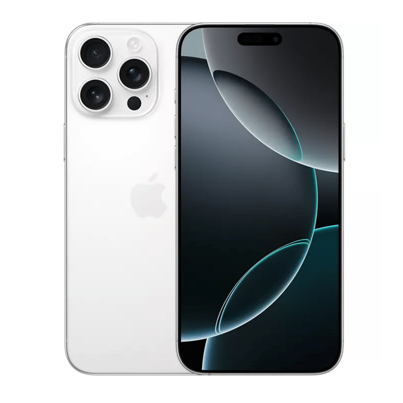 Teléfono Apple iPhone 16 Pro con pantalla de 6.3 pulgadas, doble SIM, 128GB y 8GB de RAM, color gris oscuro.