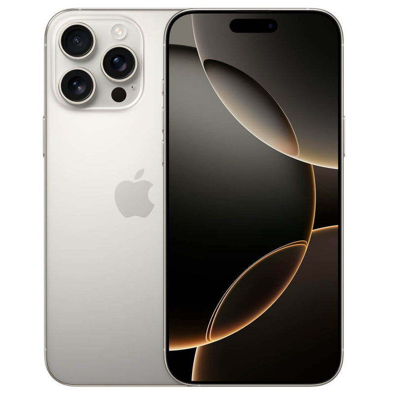 Teléfono Apple iPhone 16 Pro Max con pantalla de 6.9", doble SIM, 256GB y 8GB de RAM, en color negro.