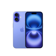 Celular Apple iPhone 16 azul con pantalla de 6.12 pulgadas, 128GB de almacenamiento y 8GB de RAM en imagen.