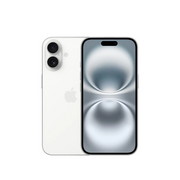 Celular Apple iPhone 16 en color blanco con pantalla de 6.12 pulgadas, 128GB de almacenamiento y 8GB de RAM.